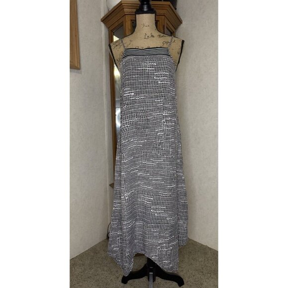 PRANA Black Black Stripe Selene Sleeveless Tank Athletic Dress XS Travel Vacay - Picture 1 of 12